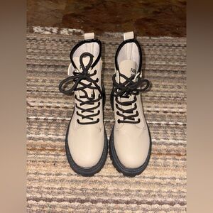Cream Combat Boots